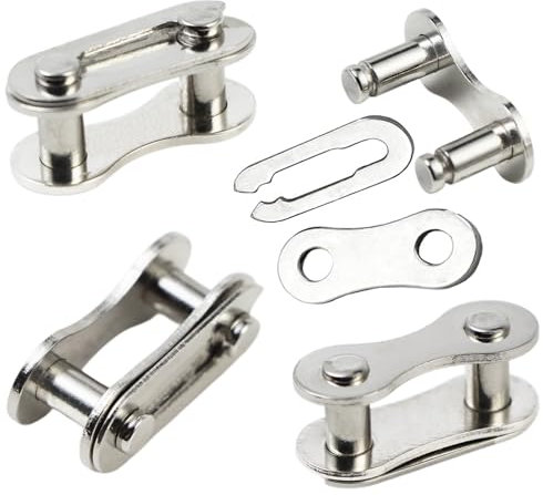 Hyamass 4 pares de eslabones perdidos para bicicleta, cadena de acero reutilizable de 1 velocidad (plata)