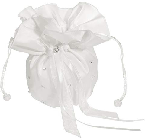 VALICLUD Brautjungfer Dolly Tasche Braut Strass Handtasche Satin Perlen Tasche mit Kordelzug Kleine Geldtasche für Hochzeit Braut Blumenmädchen Geldbörse Verziert