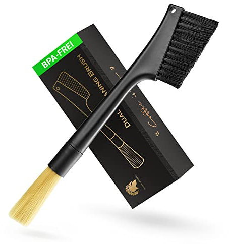 Barista Legends® Dualer Kaffee Pinsel für Kaffeemaschine - Siebträger bürste geeignet als Reinigungspinsel für Maschine & Mühle - Premium barista zubehör für ihre siebträgermaschine !