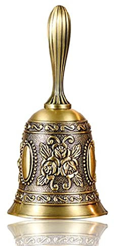 Bayli Handglocke klein | Tischglocke aus Metall | Rezeptionsklingel aus Zinklegierung | Serviceglocke [Höhe: 11 cm] |Hotelglocke | Empfangklingel [Farbe: Bronze]