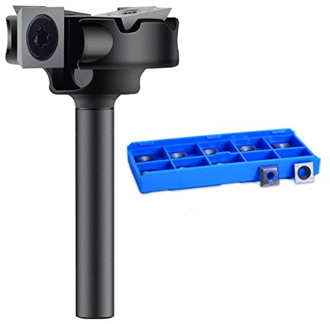 SpeTool 1-1/4 inch Cutting Diameter 1/4 inch Shank Spoilboard Surfacing Router Bit with 10 Pcs Replacement Insert Slab Flattening Router Bit