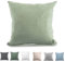 TOCOMOA Kissenbezug 40x40 cm 2er Set - 100% Gewaschene Baumwolle Kissenbezüge Oeko-TEX Zertifiziert, Leinenoptik und Atmungsaktiv Kissenhülle, Hellgrün Kopfkissenbezug mit Reißverschluss