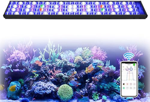 PopBloom LED Aquarium Light Hertz75 Reef Lampe Aquarium Beleuchtung Led Meerwasser Led für Aquarium Led Lampe Marine Reef 80-100cm Tank (1 T75 mit Hängeset)