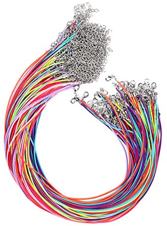 40 Pezzi Cordino Cerato per Collane Catene Intrecciate con Catenacci, Nero per Fai da Te Creazione Braccialetti, Perline, Accessori, Gioielli (2mm/multicolore)