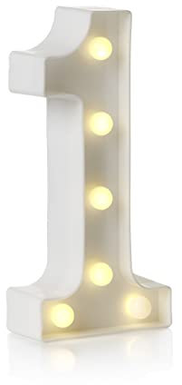 Auraglow LED Alphabet Letter & Number Light Sign Decorations, Lamp for Home Birthday Party Event, Night Lights, Battery Powered Letters And Numbers With Four Hour Timer (1)