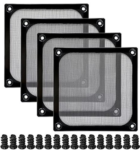 Honbay 4PCS 120mm Computer Fan Filter Grills with Screws, Ultra Fine Stainless Steel Mesh, Aluminum Alloy Frame, 12*12cm/4.72*4.72inch, Compatible with Standard 120mm Fan/Vent, Desktop, Laptop