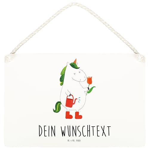 Mr. & Mrs. Panda DIN A4 Personalisiertes Deko Schild Einhorn Gärtner - Personalisierte Geschenke, Wanddeko, Gießkanne, Tür Schild, Luftballon,