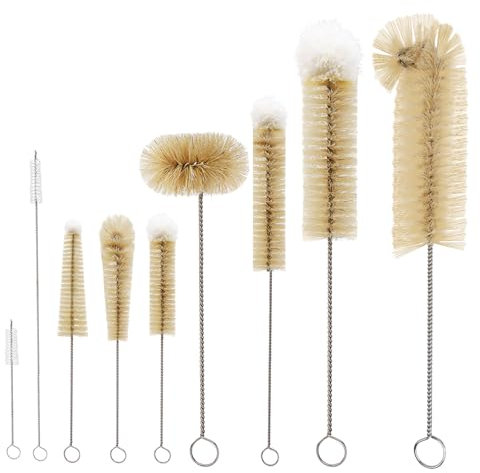 Masthome Scovolino per Bottiglie 9 Pz, Spazzola per Bottiglie con Manico Lungo, Scovolini per Pulisci Bottiglie di Vetro, Scovolino per Lava Bottiglie Borraccia Tazza Paglia Thermos