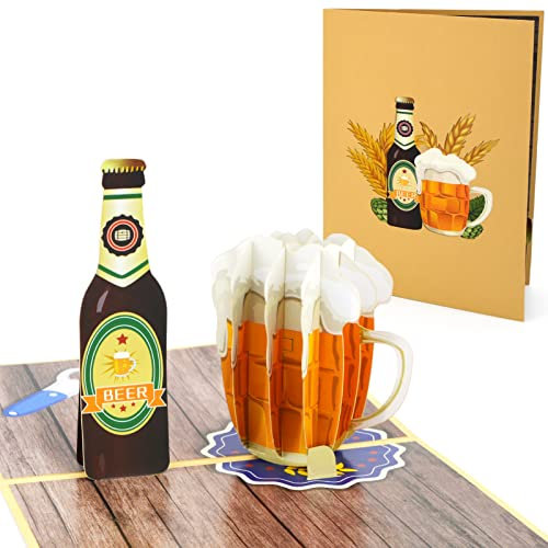 Fassory 3D Pop Up Card – Beer Theme, Birthday Card for Him, Fathers Day Card, Congratulations Card for Men, Greeting Card for Male Friend