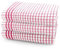 Velosso Large Checkered Chunky Kitchen Tea Towel Bundle Set Quality Cotton Soft and Absorbent Dish Towels, Tea Towels with Embroidery (Pink, 3 Pack)