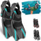 Khroom verstellbare Kurzflossen Erwachsene Gr. 36-47 || Zum Schnorcheln und Schwimmen - Made in Italy - Premium Taucherflossen mit Umhängetasche | Schwimmflossen (Türkis, 42-47)