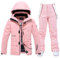 ALSOGO Damen Skijacke & Skihose Set Skianzug 2 teilig Schneeanzug Wasserdicht Warm Winterjacke mit Abnehmbare Kapuzen zum Skifahren Snowboarden Schneejacke Schneehose TY133PK Pink L