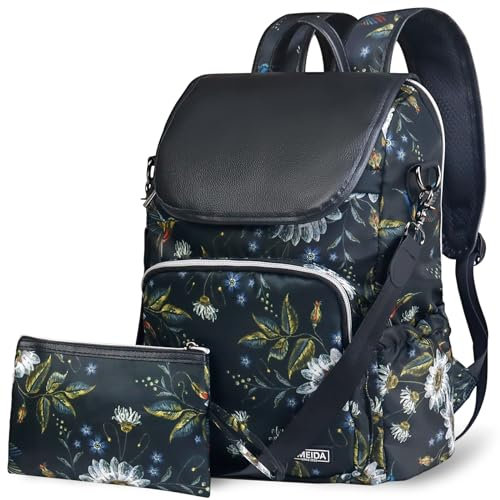 Fmeida Rucksack diebstahlsicher Damen Taschenrucksack 2 in 1 Groß Rucksacktasche Wasserdicht Backpack Laptoptasche 14 Zoll Schultertasche Daypacks Aus Oxford Schule kolibri