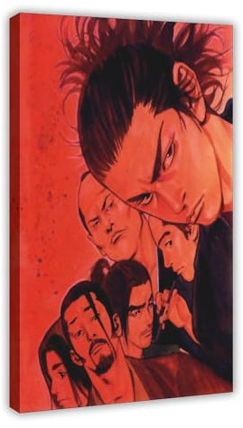 ALNILA Manga Vagabond 10 Leinwand-Poster, Wandkunst, Dekor, Bild, Gemälde für Wohnzimmer, Schlafzimmer, Dekoration, Rahmen-Stil, 60 x 90 cm