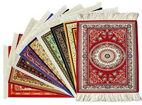 Tapis de Souris de Style Tapis Persan Oriental, qualité Supérieure, Décoration de Table (Noir Rouge)