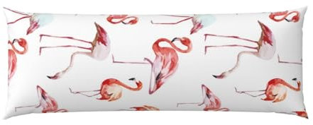 Langer Kissenbezug mit Flamingo-Motiv, 50,8 x 137,2 cm, weiche Nackenrolle, mit Reißverschluss, für Weihnachten, Jubiläen und mehr