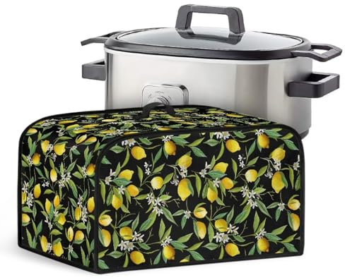 Xoenoiee Lemon Pattern Slow Cooker Dust Cover Novelty Crock Pot Cover with Top Handle and Side Mesh Pocket Versatile Kitchen Appliance Cover