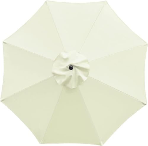 Sonnenschirm Ersatzbezug, UV-Schutz Ampelschirm Bezug, Wasserdicht Schirmbezug Sonnenschirm Ersatzteile für Balkon, Garten, Pool und Strand,Weiß-3m*8 Streben