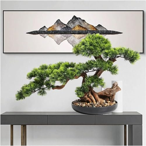 Künstliche Bonsai Kiefer Baum, Faux Wacholder Bonsai-Baum Für Home Decor, Gefälschte Pflanze Künstliche Japanische Zeder Bonsai Pflanze Für Büro Wohnzimmer Dekorationen, Groß 17