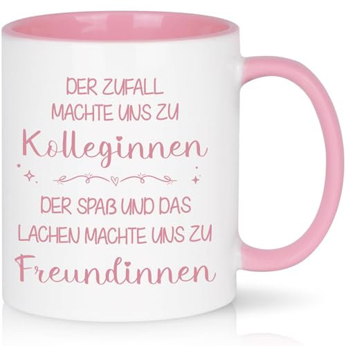 CHUIN DRUCK Abschiedsgeschenk für Kollegin Tasse mit Spruch der Zufall Machte Uns zu Kolleginnen Jobwechsel Kaffeetasse für Kollegin Neuen Job Abschied Tasse, 320ml Rosa