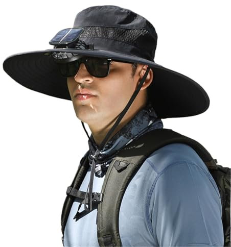 FACAILUO USB Rechargeable Fan Hat for Women Men Breathable Solar Power Fan Hat Sun Protective Hat Adult Cooling Fan Hat