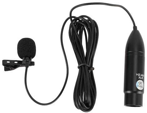 Microphone à Revers Cardioïde 48 V, Alimentation Fantôme, Réduction du Bruit Omnidirectionnelle, Micro XLR Mono 3 Broches pour Enregistrement, Entretien avec un Matériau en