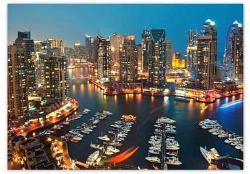 Wandsticker Dekor Foto Aufkleber 21,00 x 14,80 cm Dubai bei Nacht Nr. H1817M_NS1A5