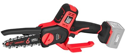 Laecabv Mini Motosierra Eléctrica de Mano, Rojo | Batería no incluida, Bloqueo de Seguridad, Para árboles, Para ramas, Para jardín