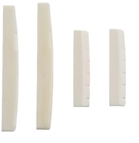 Bone Saddle and Nut Set for Acoustic Guitar, 72mm Bridge Saddle, 43mm Nut, 2 Sets of 4 Pcs