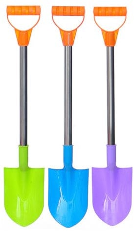 Jeorywoet Kinder Schneeschaufel Strandschaufeln für Kinder Edelstahl Schneeschaufel mit Plastikschaufeln und Griff 3pcs, Kinder Schneeschaufel