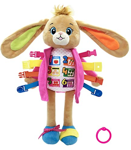 Lullaberry 40cm Dressy Friends Bunnie - Educational Stuffed Plush Doll For Kids and Toddlers 18 Months and Up - Montessori Soft Toy Doll