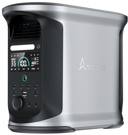 Ampace Andes 1500 Generateur Electrique Portable, 1462Wh LiFePO4 Station électriqu, 100% Chargé en 55 Min, 6000+ Fois, 2400W (3600W Pic) Générateur Solaire für Camping, Voyages, RV, Panne de Courant