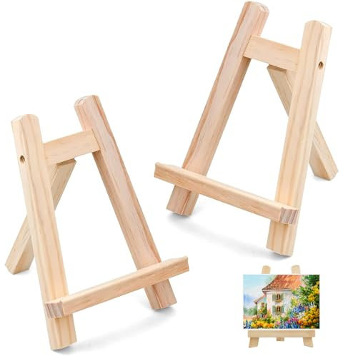 Caballetes Pequeños, Mini Caballetes de Madera, Caballete de Madera para Mesa, Versátil Caballete de Arte, caballetes Triangular, caballete Pequeño de madera para Cuadros (15x20 cm,2 Piezas)