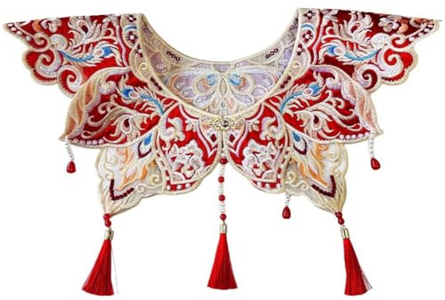 Haowul Chinesische Pfauenfedern Perlen Spitze Wolkenkragen Schal Wickelschulterschal Für Mamian- Hanfu Handgefertigtes Traditionelles Yunjian-kleidungszubehör