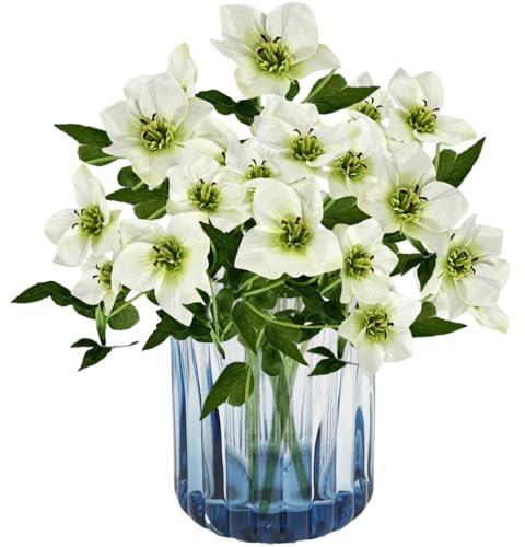 astylishome Fake Flowers for Outside Artificial Plant - 3Pcs White Flower Craft Bouquet Decorative 4608