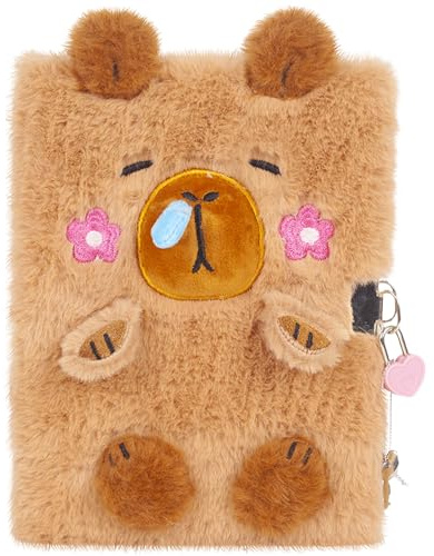 Pinkgarden Capybara Agenda en peluche pour filles avec serrure et clé, 160 pages, cadeau pour adolescentes 5-12 ans