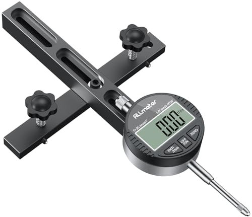 ALLmeter Digitales Tischsäge Messwerkzeug, Digital Messuhr 0,01 mm, CNC-gefräste Aluminium-Schiene, 3-fache Nutführung, einstellbar ab 1,9 cm, für Tischkreissägen und Fräsmaschinen