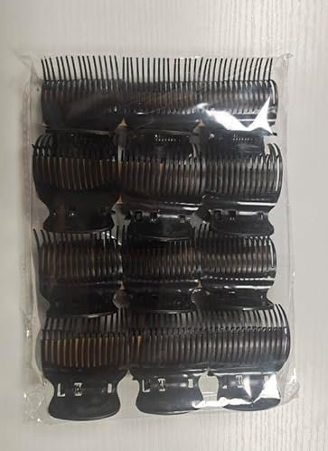 Lockenwickler Clips 12 Stück 5x6cm Hair Roller Clip mit Klammern Hot Rollers für Frauen Mädchen Styling Haarspangen Hair Curler Clips Kunststoff Lockenwickler mit Klammern,Schwarz