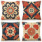 OYIMUA Leinen Kissenbezug 45x45 Boho Blumen 4er Set Quadratisch Dekokissen Vintage Sofakissen Outdoor Kissen