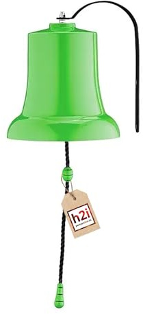 h2i Glocke für Spielhaus & Spielturm | Spielturm-Glocke | Wetterfestes Spielturm Zubehör | Schiffsglocke aus Kunststoff | Grün