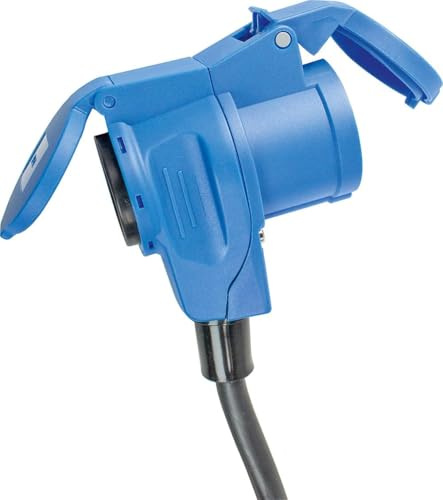 CR-MOESANCO® Acoplamiento angular CEE - 230 V / 16 A con toma de contacto de tierra - Para caravanas y autocaravanas - Apto para uso exterior - IP44 - Azul I