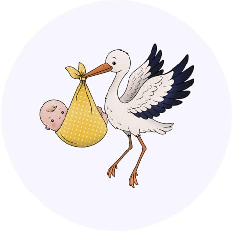 Azeeda 24 x 'Storch Tragen Baby' Aufkleber - für Basteln, Scrapbooking und Etikettierung (SK00073223)