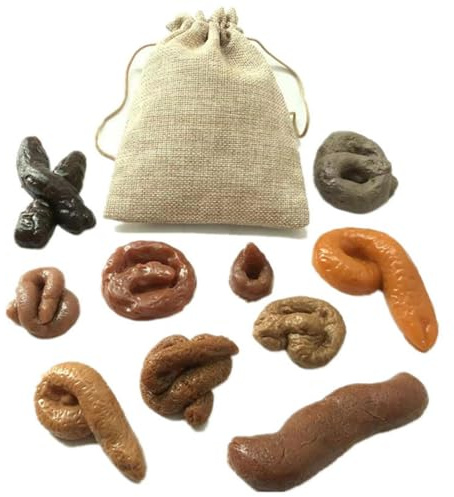 Fake Kacke, 10pcs Kackhaufen Scherzartikel Fake Scheiße Kackwurst Scheißhaufen, Große Kacke Scheiße Tricky Toys Prank Requisiten mit Drawstring Tasche für Halloween April Fools (Mehrfarbig)