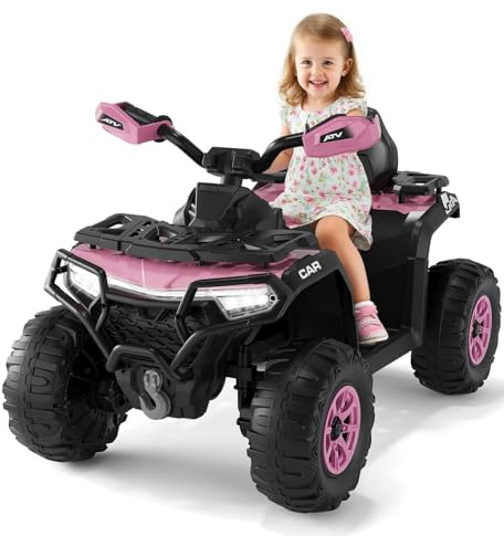 Garvee 12V Elektro Quad Für KinderMit Fernbedienung, Kinder Aufsitztraktor Mit Musik, Hupe & USB Funktionen, Kinderfahrzeug Mit Scheinwerfer, Für 3-6 Jahre geeignet