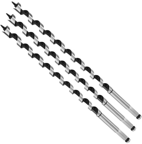 MOXPIFY 3pcs 12mm Wood Auger Drill Bits 300mm Long, Timber Drill Bits | Hex Shank, Extra Long Wood Drill Bits For Woodworking (3pcs x 12mm x 300mm)