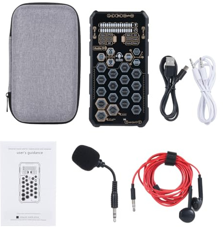 Aumotop K9 Professioneller Soundkartenmixer mit Sprachwechsel für Podcasting-Aufnahmen, mit Rauschunterdrückung, für Sänger, DJ, Karaoke-Ausrüstung, Schwarzes ABS-Material