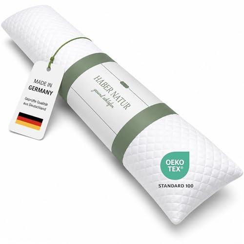 Haber Natur Seitenschläferkissen 40 x 145 cm Weich | Schwangerschaftskissen & Stillkissen | Made in Germany Seitenschläferkissen | Pregnancy Pillow | Schlafkissen | Body Pillow Kissen Seitenschläfer