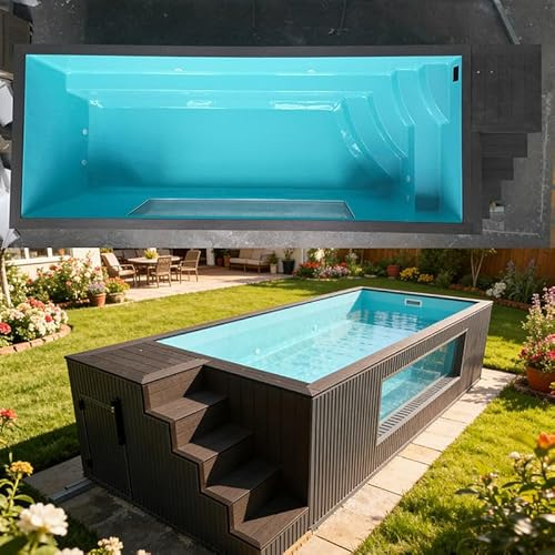 Piscina de contenedores sobre el suelo, piscinas enterradas de fibra de vidrio para patio trasero, kit compacto de piscinas de contenedores de envío controlado por temperatura, con bomba de filtro