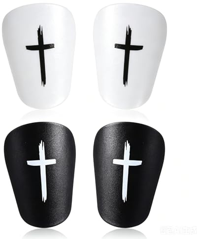4 Stück Mini Schienbeinschoner Fussball, Kleine Schienbeinschoner Fußball Herren Klein, Mini Shin Pads mit Kreuz Schutz, Mini Shinpads für Training Wettkampf(6 x 9,7cm, Weiß, Schwarz)