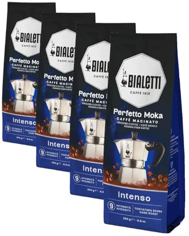 Bialetti Perfetto Moka Caffè Macinato, Intenso - 1 x 250 gr (Confezione da 4)